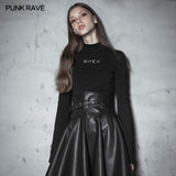 Dark High Collar "Witch" Trompetenärmel Strickoberteil