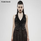 Schwarzgold Dark Flower Hanging Neck Lace Weste