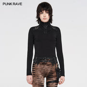 Punk gestricktes Langarm-T-Shirt