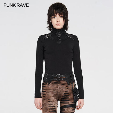 Punk gestricktes Langarm-T-Shirt