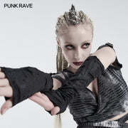 Aufgerissene Handschuhe mit Punk-Schlangenmuster