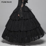 Dark Gothic Long Lace Tiered Rock Ballkleid Kleid