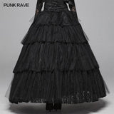 Dark Gothic Long Lace Tiered Rock Ballkleid Kleid