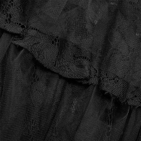 Dark Gothic Long Lace Tiered Rock Ballkleid Kleid