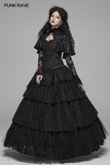 Dark Gothic Long Lace Tiered Rock Ballkleid Kleid