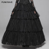 Dark Gothic Long Lace Tiered Rock Ballkleid Kleid