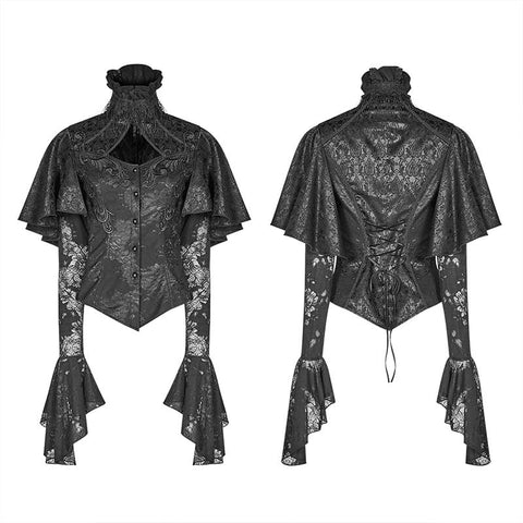 Gothic High Collar Langarm Schal Spitzenhemd