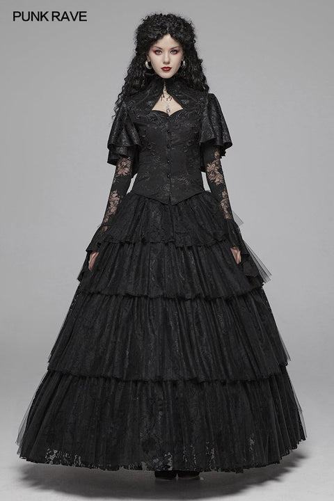 Gothic High Collar Langarm Schal Spitzenhemd