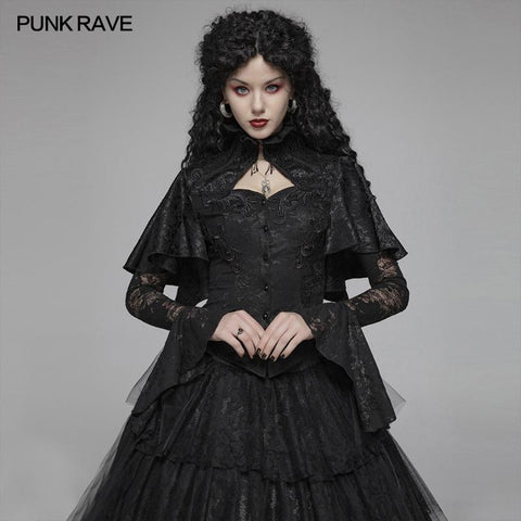 Gothic High Collar Langarm Schal Spitzenhemd