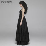 Vintage Gothic langes Spitzenkleid mit abnehmbarem Schultergurt für Frauen