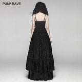 Vintage Gothic langes Spitzenkleid mit abnehmbarem Schultergurt für Frauen