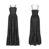 Vintage Gothic langes Spitzenkleid mit abnehmbarem Schultergurt für Frauen