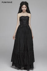 Vintage Gothic langes Spitzenkleid mit abnehmbarem Schultergurt für Frauen