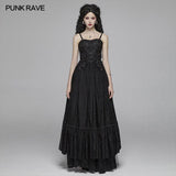 Vintage Gothic langes Spitzenkleid mit abnehmbarem Schultergurt für Frauen
