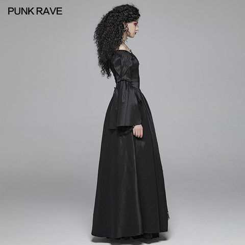 Victorian Gothic Off The Shoulder Langarm-Schnürkleider
