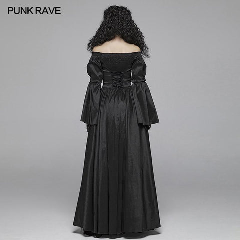Victorian Gothic Off The Shoulder Langarm-Schnürkleider