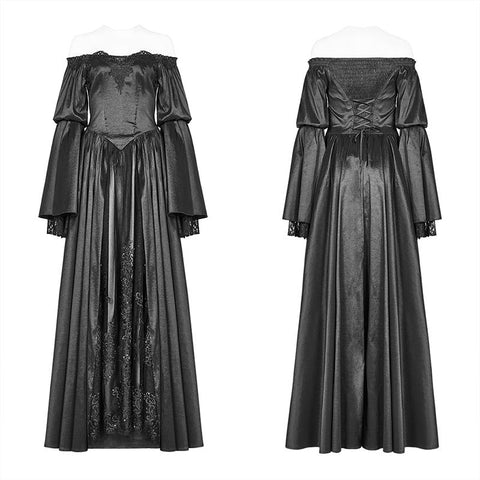Victorian Gothic Off The Shoulder Langarm-Schnürkleider