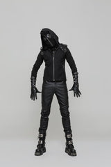 Herren Hollow-out Leder verstellbare Punk-Handschuhe