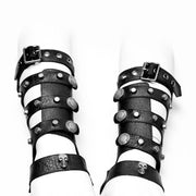 Herren Hollow-out Leder verstellbare Punk-Handschuhe