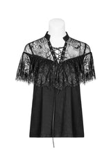 Gothic Exquisite Corns gebunden Seil Lotus Leaf Lace Shirt für Frauen