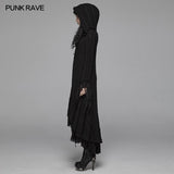 Gotische Wolljacke mit Kapuze und langen Ärmeln - dünn