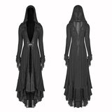 Gotische Wolljacke mit Kapuze und langen Ärmeln - dünn