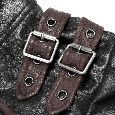 Steam Punk Langarm PU-Leder Kurzjacke