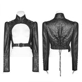 Steam Punk Langarm PU-Leder Kurzjacke