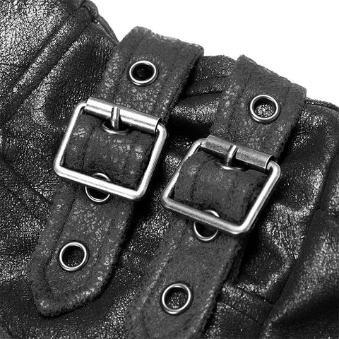 Steam Punk Langarm PU-Leder Kurzjacke