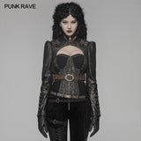 Steam Punk Langarm PU-Leder Kurzjacke