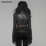 Steam Punk Langarm PU-Leder Kurzjacke