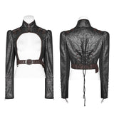 Steam Punk Langarm PU-Leder Kurzjacke