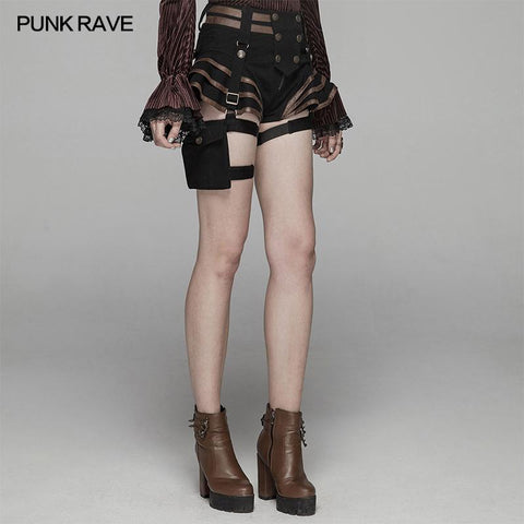 Steampunk Short Jean Lolita Hose mit verstellbarem abnehmbarem Gürtel