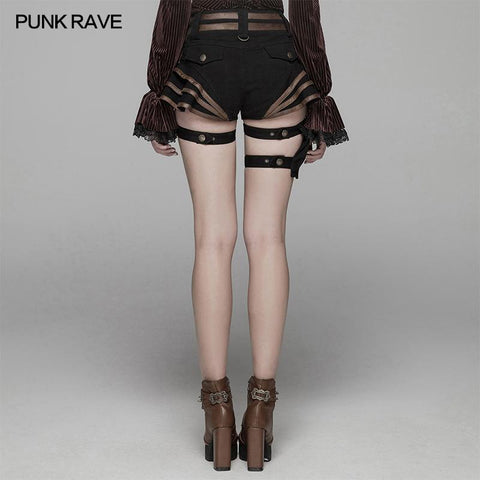 Steampunk Short Jean Lolita Hose mit verstellbarem abnehmbarem Gürtel