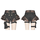 Steampunk Short Jean Lolita Hose mit verstellbarem abnehmbarem Gürtel
