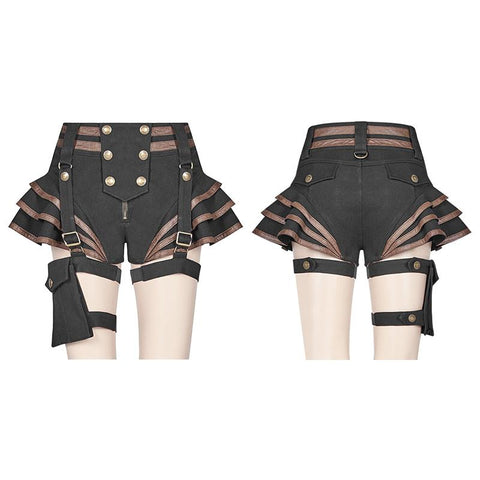 Steampunk Short Jean Lolita Hose mit verstellbarem abnehmbarem Gürtel
