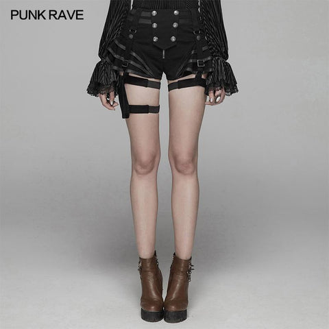 Steampunk Short Jean Lolita Hose mit verstellbarem abnehmbarem Gürtel