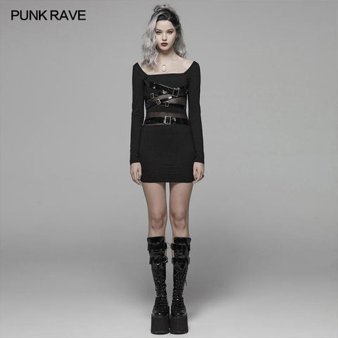 Punk PU Leder Loop Schlankheitskleid