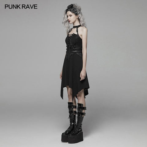 Dark Punk Neckholder Kurzes Kleid