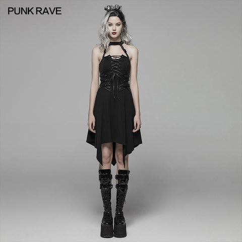 Dark Punk Neckholder Kurzes Kleid