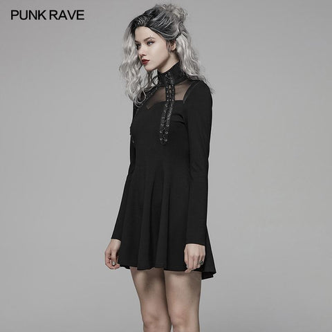 PUNK High Neck Langarmkleid für Frauen