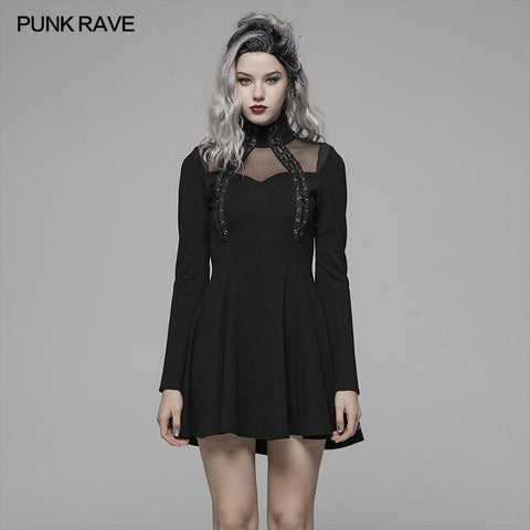 PUNK High Neck Langarmkleid für Frauen
