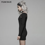 Punk über Hüfte Neckholder Langarm Kleid für Frauen