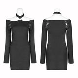 Punk über Hüfte Neckholder Langarm Kleid für Frauen