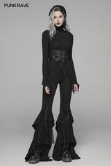 Dark Punk High Collar Langärmliges asymmetrisches Strick-T-Shirt