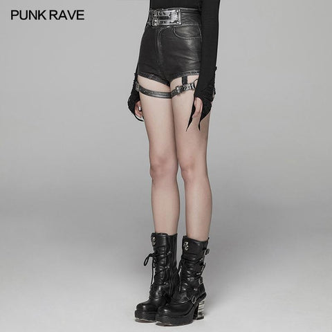 Hübsche Punk PU Leder Shorts Hose