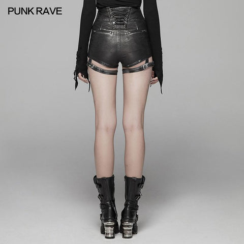 Hübsche Punk PU Leder Shorts Hose