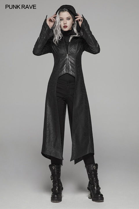 Punk Langarm Hooded Long Jacket