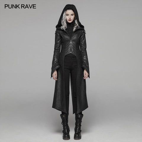 Punk Langarm Hooded Long Jacket