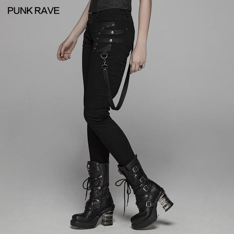 Punk Jean lange Hose mit abnehmbarem Gürtel